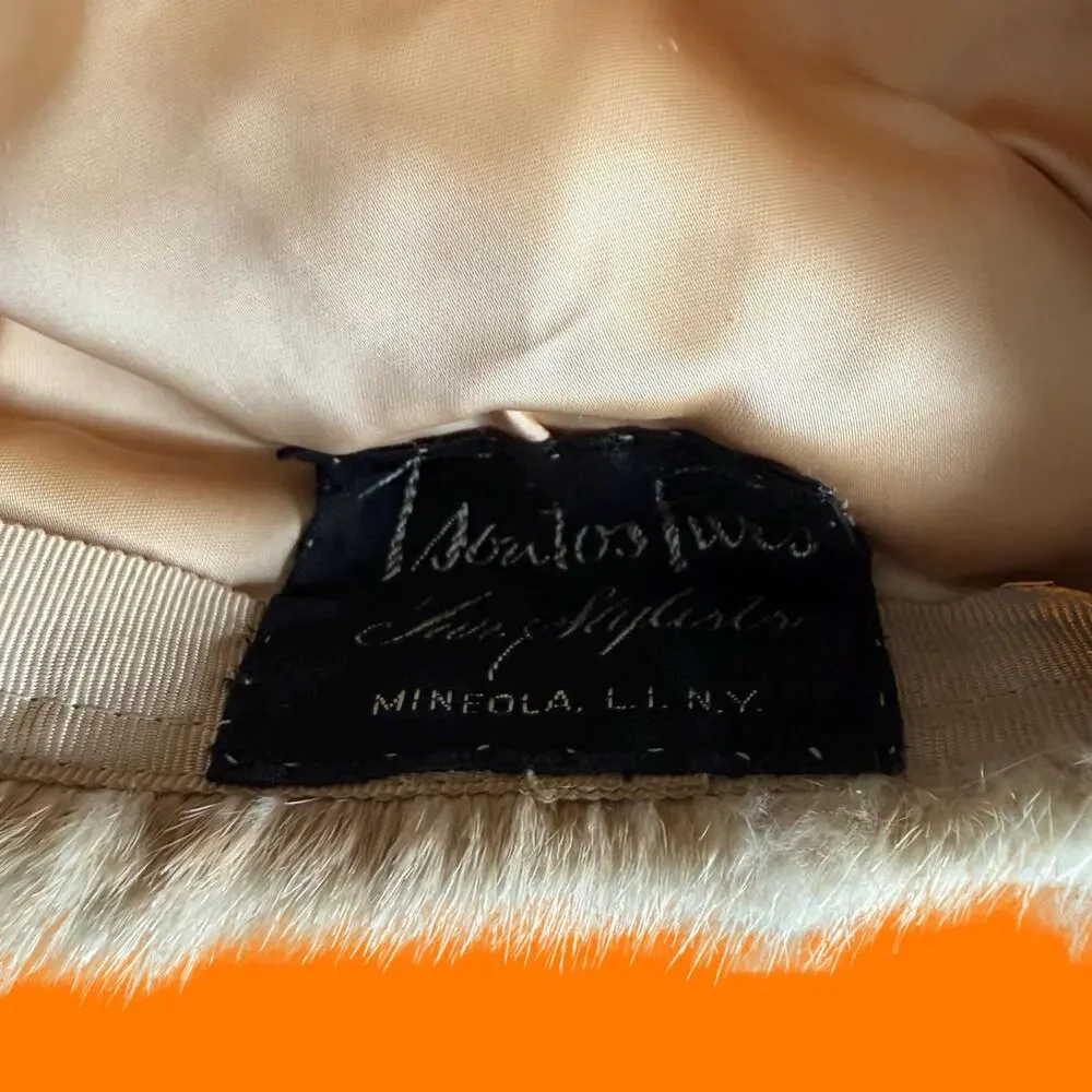 50's vintage blonde mink fur mob wife old hollywood pillbox hat XS Tsontos Furs